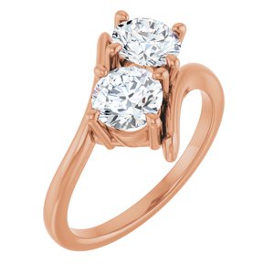14K Rose Gold 5.8 mm Round Two-Stone Engagement Ring. 122928:667:P