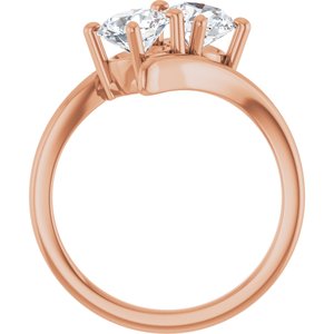 14K Rose Gold 5.8 mm Round Two-Stone Engagement Ring. 122928:667:P