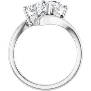 14K White Gold 5.8 mm Round Two-Stone Engagement Ring. 122928:665:P