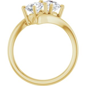 14K Yellow Gold 5.8 mm Round Two-Stone Engagement Ring. 122928:666:P