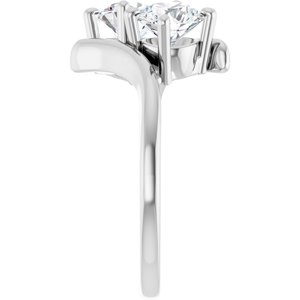 14K White Gold 5.8 mm Round Two-Stone Engagement Ring. 122928:665:P