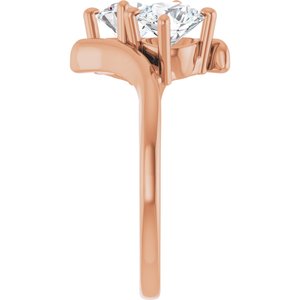14K Rose Gold 5.8 mm Round Two-Stone Engagement Ring. 122928:667:P