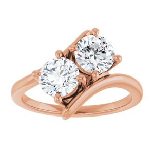 14K Rose Gold 5.8 mm Round Two-Stone Engagement Ring. 122928:667:P
