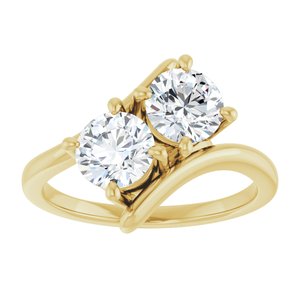 14K Yellow Gold 5.8 mm Round Two-Stone Engagement Ring. 122928:666:P