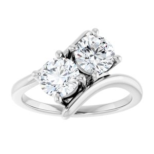 14K White Gold 5.8 mm Round Two-Stone Engagement Ring. 122928:665:P