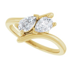 14K Yellow Gold 6x4 mm Pear Two-Stone Engagement Ring. 122928:610:P