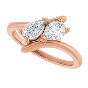 14K Rose Gold 6x4 mm Pear Two-Stone Engagement Ring. 122928:612:P