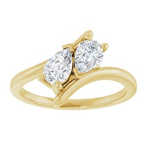 14K Yellow Gold 6x4 mm Pear Two-Stone Engagement Ring. 122928:610:P