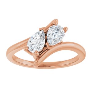 14K Rose Gold 6x4 mm Pear Two-Stone Engagement Ring. 122928:612:P