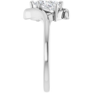 14K White Gold 6x4 mm Pear Two-Stone Engagement Ring. 122928:611:P