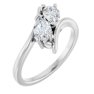 14K White Gold 6x4 mm Pear Two-Stone Engagement Ring. 122928:611:P
