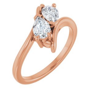 14K Rose Gold 6x4 mm Pear Two-Stone Engagement Ring. 122928:612:P