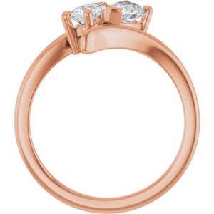 14K Rose Gold 6x4 mm Pear Two-Stone Engagement Ring. 122928:612:P