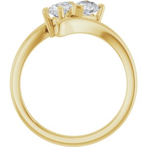 14K Yellow Gold 6x4 mm Pear Two-Stone Engagement Ring. 122928:610:P