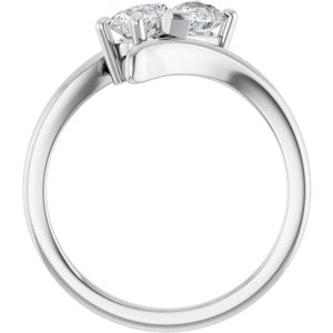 14K White Gold 6x4 mm Pear Two-Stone Engagement Ring. 122928:611:P