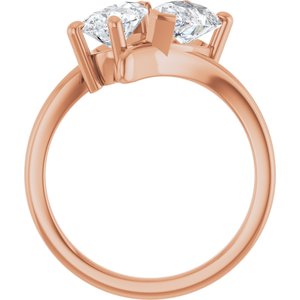 14K Rose Gold 8.5x5 mm Pear Two-Stone Engagement Ring. 122928:635:P
