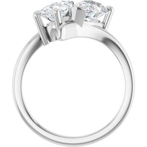 14K White Gold 8.5x5 mm Pear Two-Stone Engagement Ring. 122928:636:P