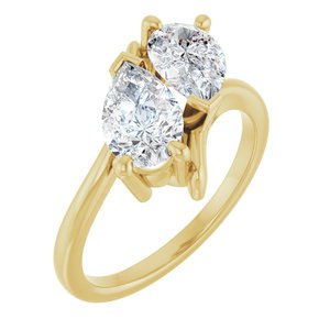 14K Yellow Gold 8.5x5 mm Pear Two-Stone Engagement Ring. 122928:638:P