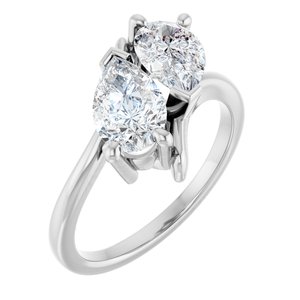 14K White Gold 8.5x5 mm Pear Two-Stone Engagement Ring. 122928:636:P