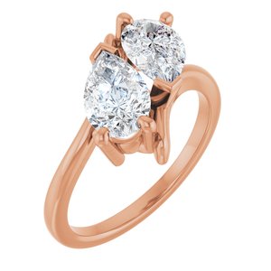 14K Rose Gold 8.5x5 mm Pear Two-Stone Engagement Ring. 122928:635:P