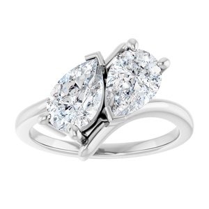 14K White Gold 8.5x5 mm Pear Two-Stone Engagement Ring. 122928:636:P
