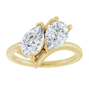 14K Yellow Gold 8.5x5 mm Pear Two-Stone Engagement Ring. 122928:638:P
