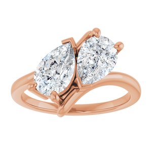 14K Rose Gold 8.5x5 mm Pear Two-Stone Engagement Ring. 122928:635:P