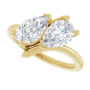 14K Yellow Gold 8.5x5 mm Pear Two-Stone Engagement Ring. 122928:638:P