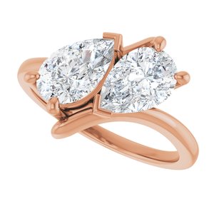 14K Rose Gold 8.5x5 mm Pear Two-Stone Engagement Ring. 122928:635:P