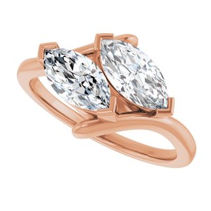 14K Rose Gold 9x4.5 mm Marquise Two-Stone Engagement Ring. 122928:640:P