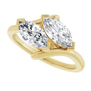 14K Yellow Gold 9x4.5 mm Marquise Two-Stone Engagement Ring. 122928:641:P
