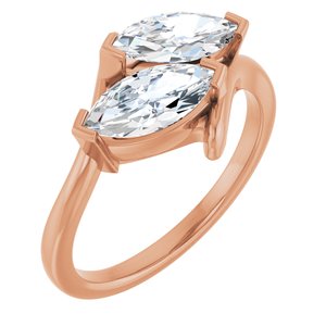 14K Rose Gold 9x4.5 mm Marquise Two-Stone Engagement Ring. 122928:640:P