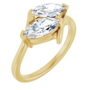 14K Yellow Gold 9x4.5 mm Marquise Two-Stone Engagement Ring. 122928:641:P