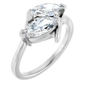 14K White Gold 9x4.5 mm Marquise Two-Stone Engagement Ring. 122928:643:P