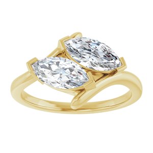 14K Yellow Gold 9x4.5 mm Marquise Two-Stone Engagement Ring. 122928:641:P