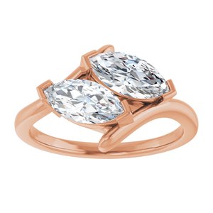 14K Rose Gold 9x4.5 mm Marquise Two-Stone Engagement Ring. 122928:640:P