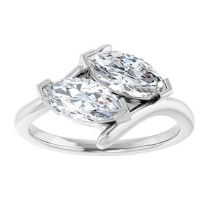 14K White Gold 9x4.5 mm Marquise Two-Stone Engagement Ring. 122928:643:P