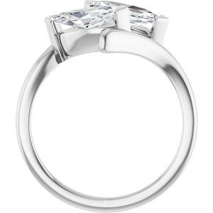 14K White Gold 9x4.5 mm Marquise Two-Stone Engagement Ring. 122928:643:P