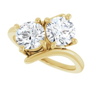14K Yellow Gold 6.5 mm Round Two-Stone Engagement Ring. 122928:670:P