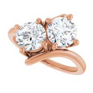14K Rose Gold 6.5 mm Round Two-Stone Engagement Ring. 122928:671:P