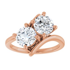 14K Rose Gold 6.5 mm Round Two-Stone Engagement Ring. 122928:671:P