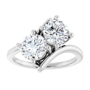 14K White Gold 6.5 mm Round Two-Stone Engagement Ring. 122928:672:P