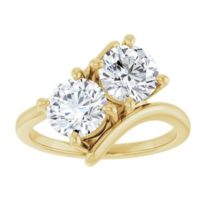 14K Yellow Gold 6.5 mm Round Two-Stone Engagement Ring. 122928:670:P