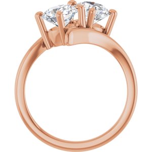 14K Rose Gold 6.5 mm Round Two-Stone Engagement Ring. 122928:671:P