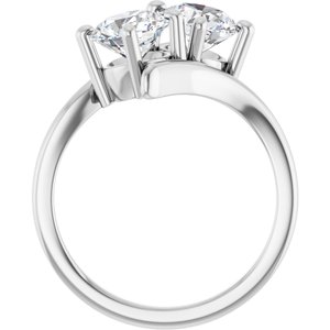14K White Gold 6.5 mm Round Two-Stone Engagement Ring. 122928:672:P