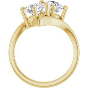14K Yellow Gold 6.5 mm Round Two-Stone Engagement Ring. 122928:670:P