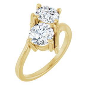 14K Yellow Gold 6.5 mm Round Two-Stone Engagement Ring. 122928:670:P