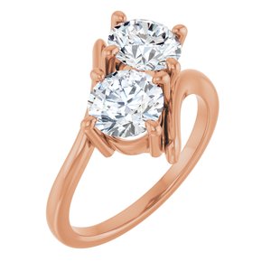 14K Rose Gold 6.5 mm Round Two-Stone Engagement Ring. 122928:671:P