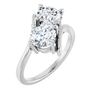 14K White Gold 6.5 mm Round Two-Stone Engagement Ring. 122928:672:P