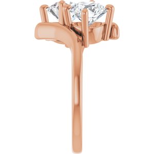 14K Rose Gold 6.5 mm Round Two-Stone Engagement Ring. 122928:671:P